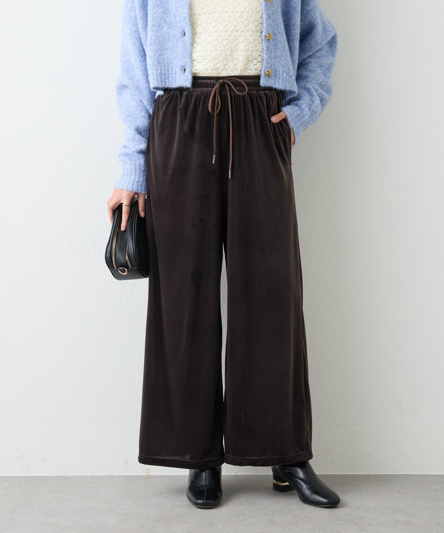 舒適穿著感透視天鵝絨休閒褲