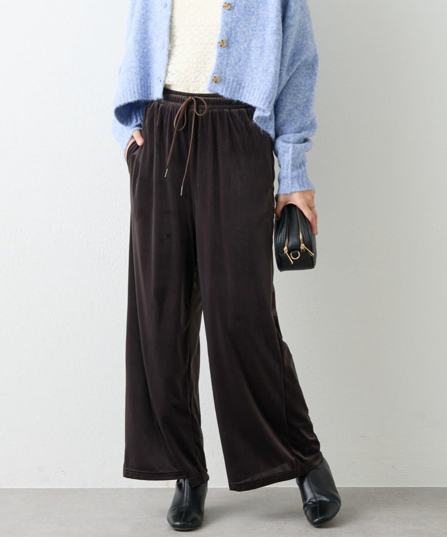 舒適穿著感透視天鵝絨休閒褲