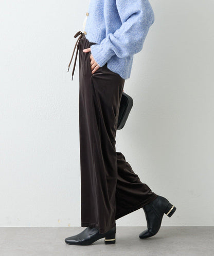 舒適穿著感透視天鵝絨休閒褲