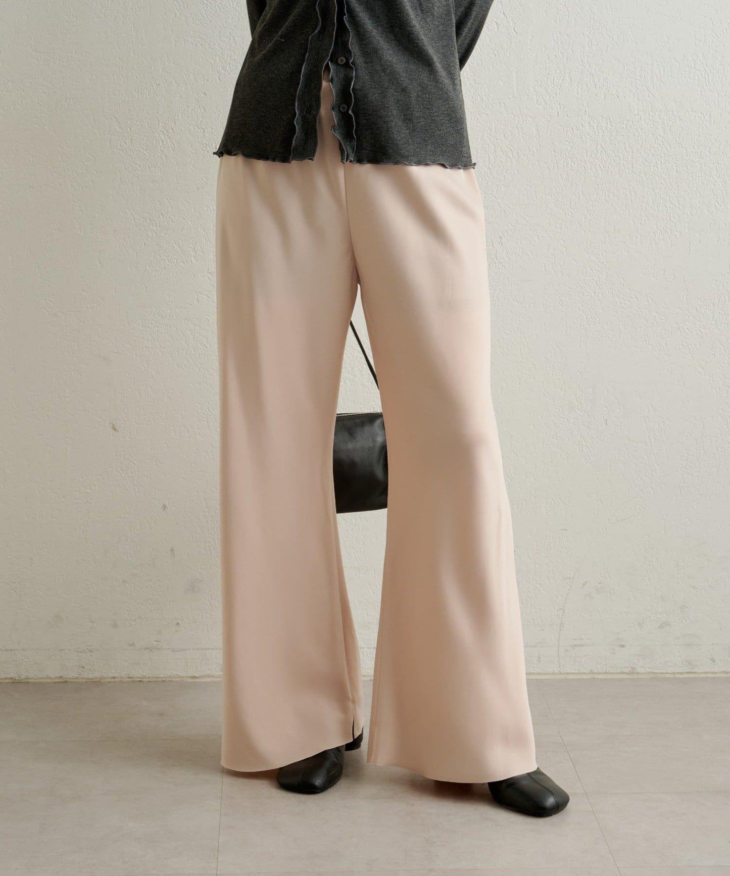 緞面斜裁休閒褲