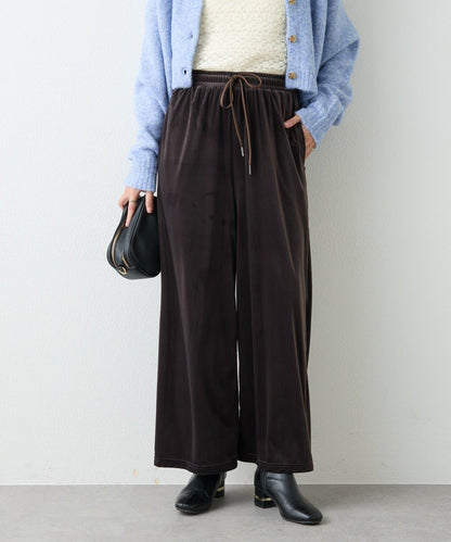 舒適穿著感透視天鵝絨休閒褲