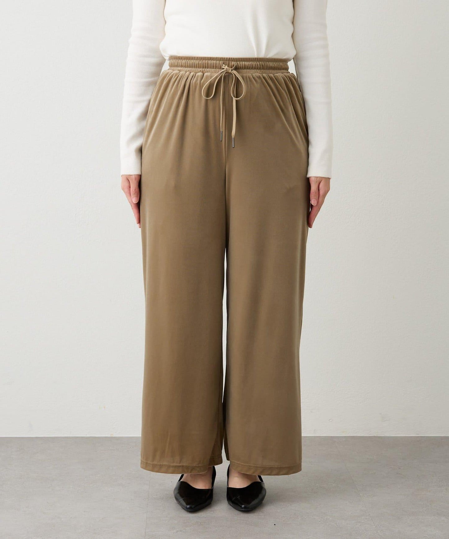 舒適穿著感透視天鵝絨休閒褲