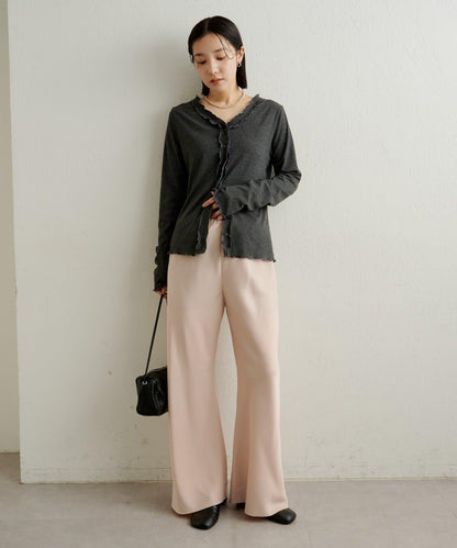 緞面斜裁休閒褲