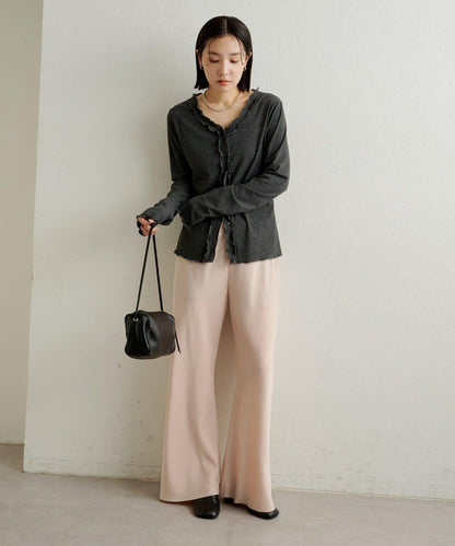 緞面斜裁休閒褲