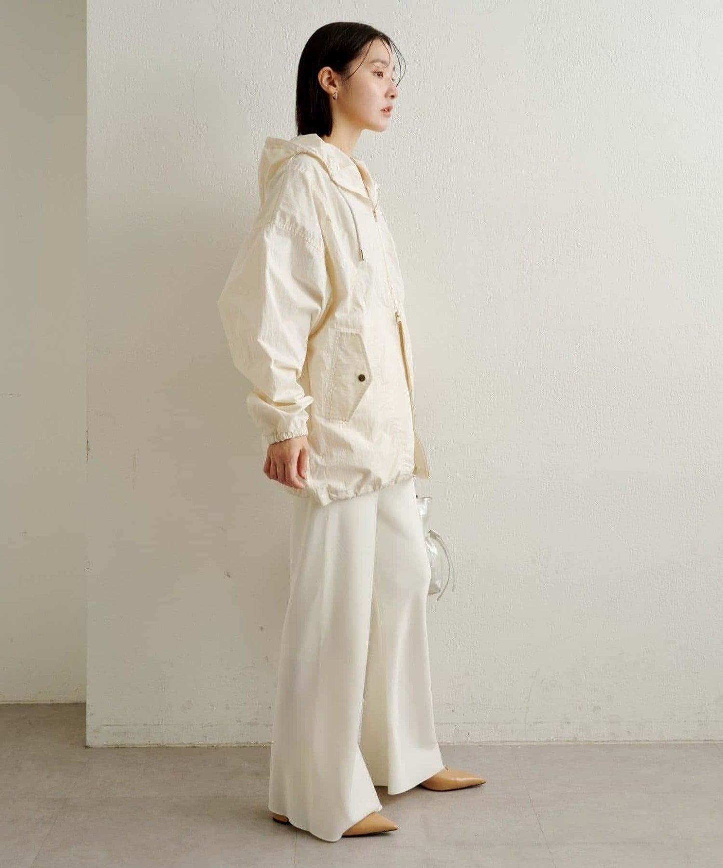 緞面斜裁休閒褲