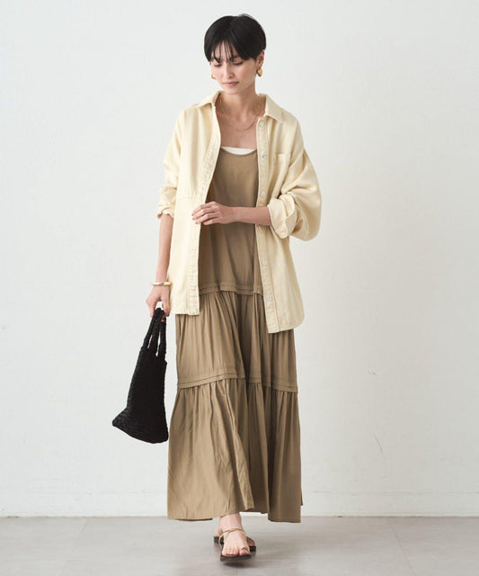 緞面多層吊帶連衣裙