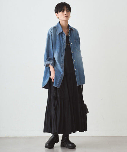 緞面多層吊帶連衣裙