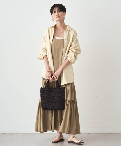 緞面多層吊帶連衣裙