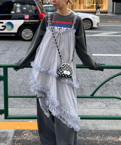 亮片波點網紗吊帶連衣裙