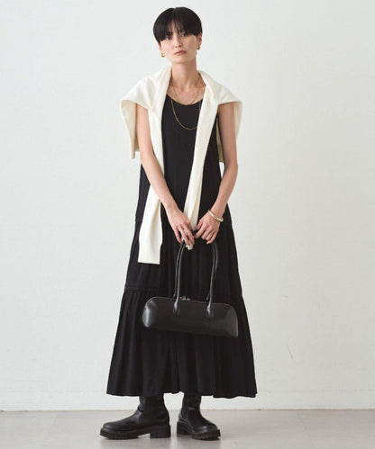 緞面多層吊帶連衣裙