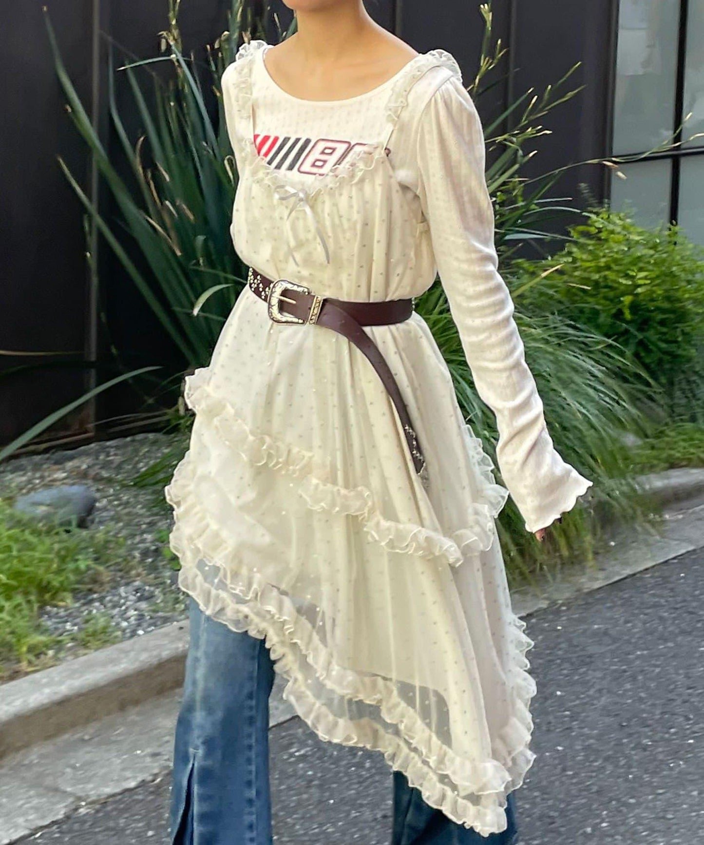 亮片波點網紗吊帶連衣裙