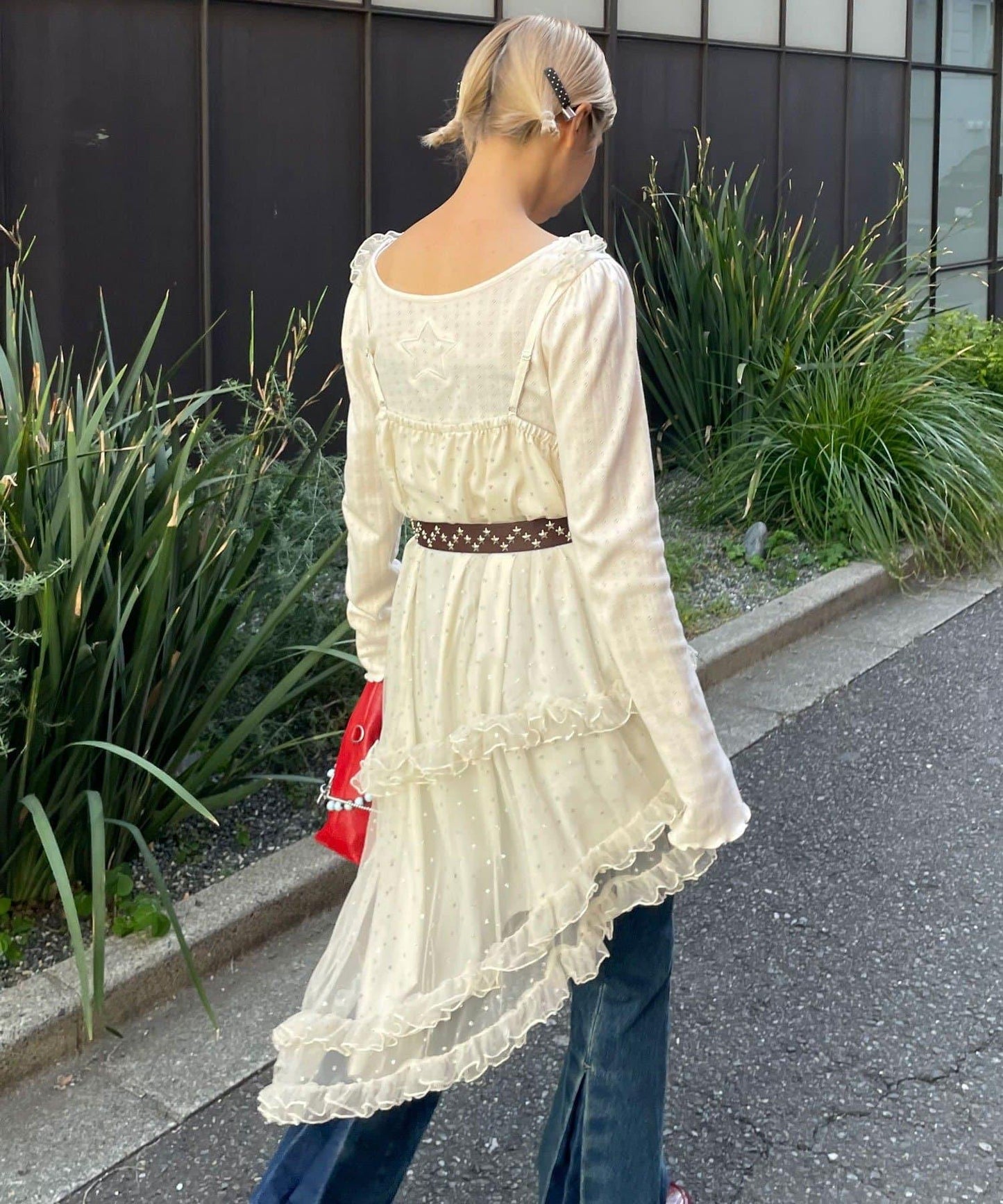 亮片波點網紗吊帶連衣裙