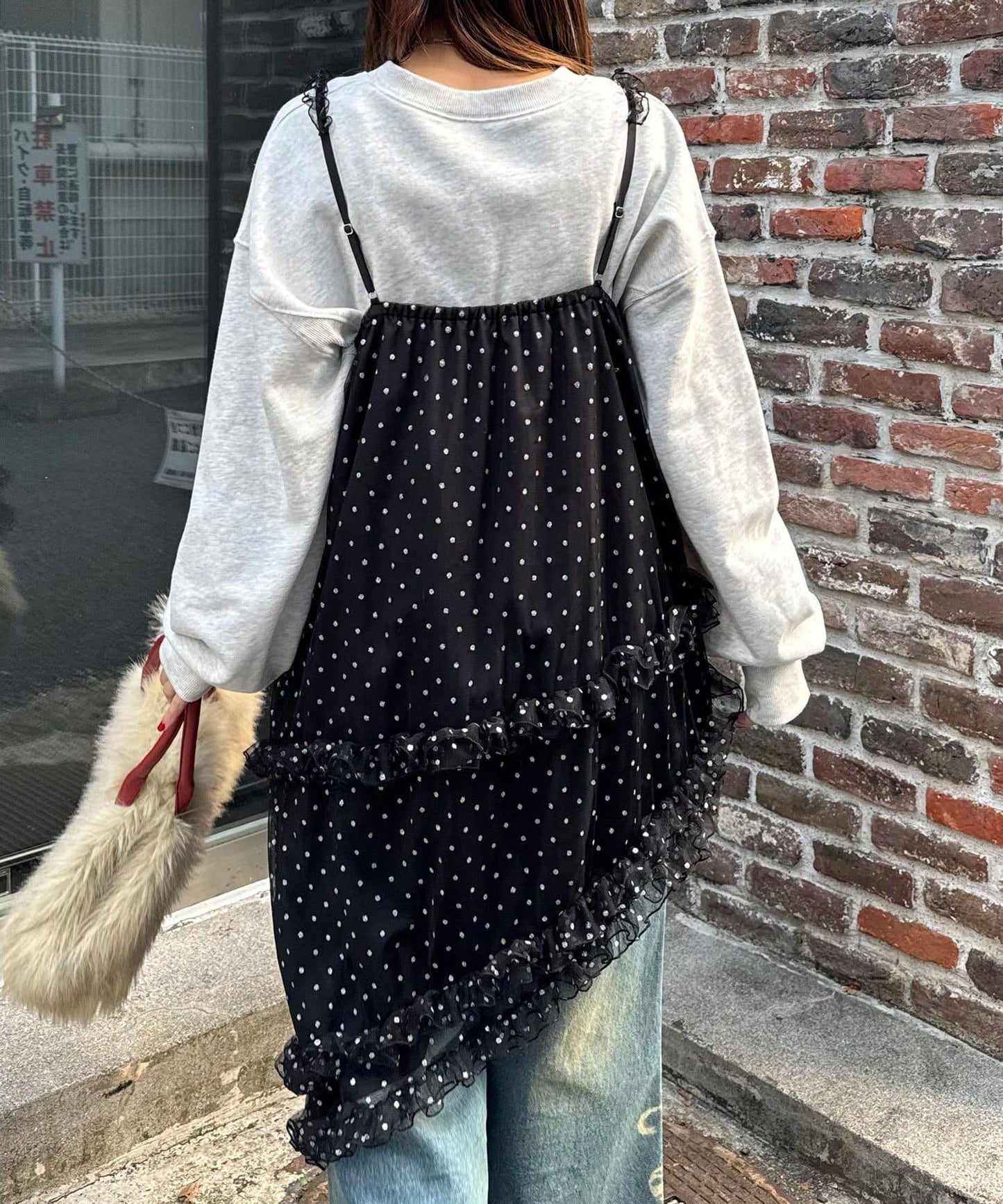 亮片波點網紗吊帶連衣裙