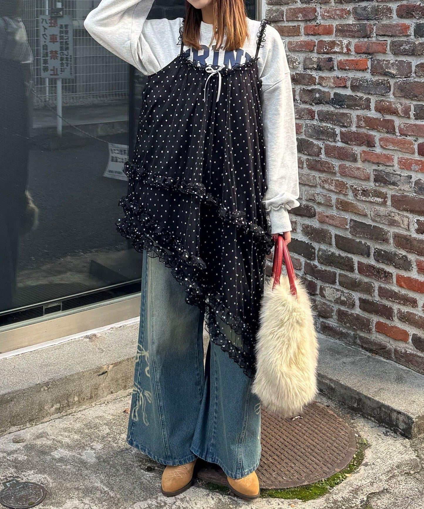 亮片波點網紗吊帶連衣裙