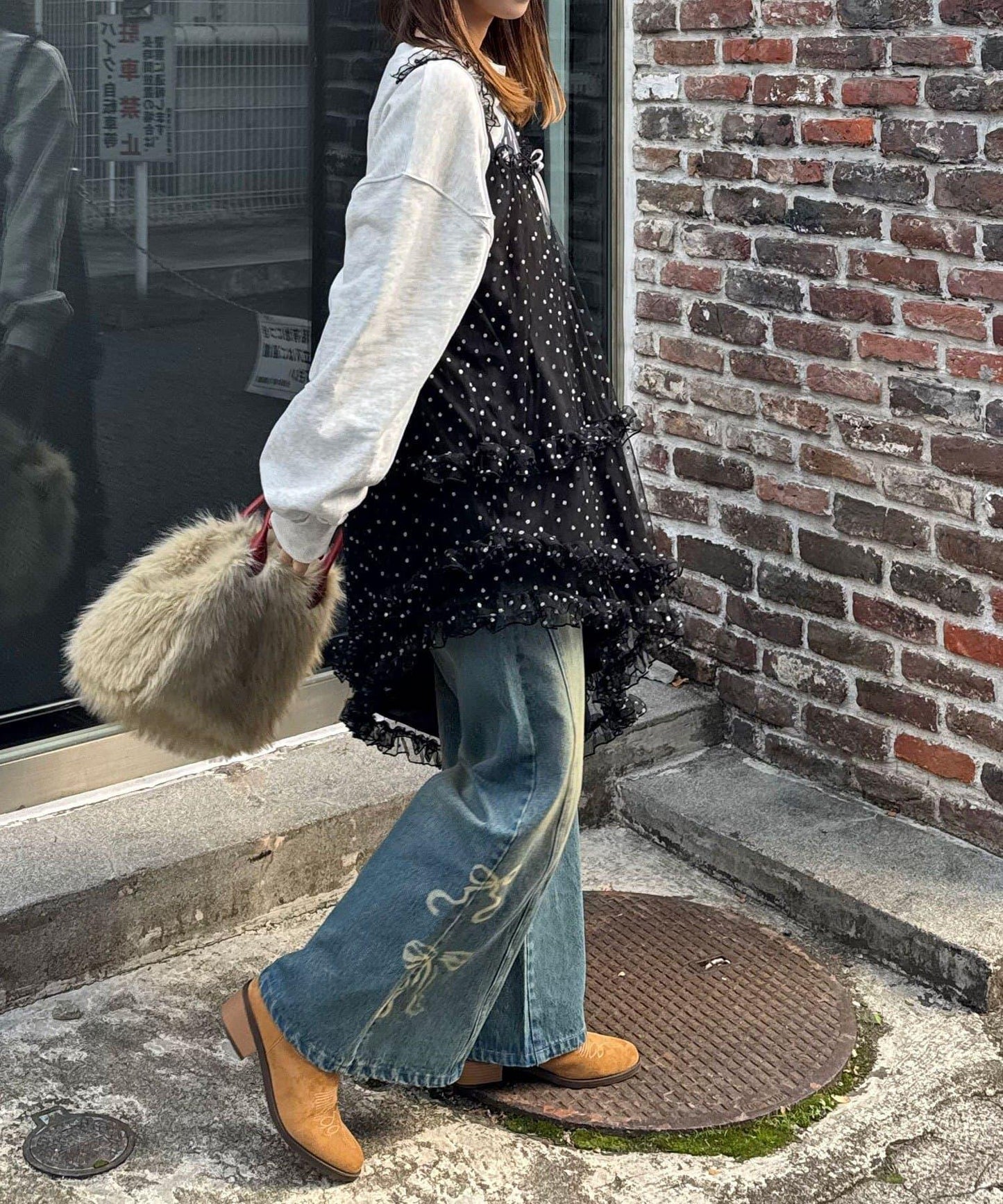 亮片波點網紗吊帶連衣裙