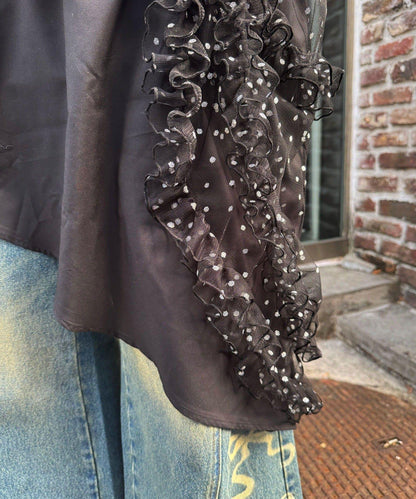 亮片波點網紗吊帶連衣裙