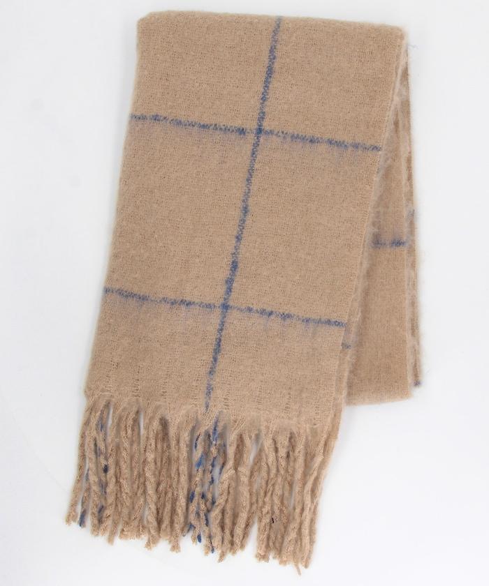 窗格格紋加厚圍巾