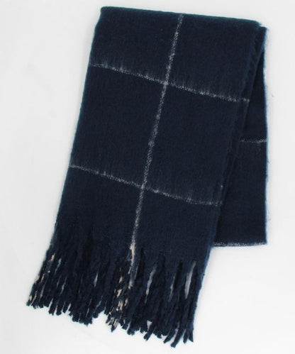 窗格格紋加厚圍巾