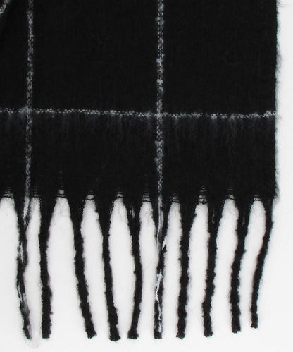 窗格格紋加厚圍巾