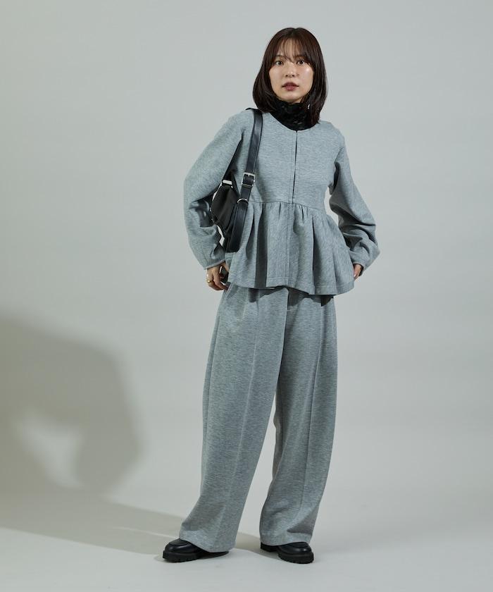 箱型荷葉邊開衫套裝