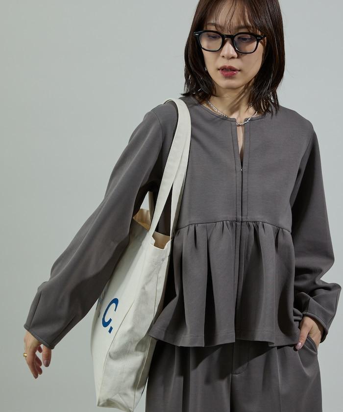 箱型荷葉邊開衫套裝