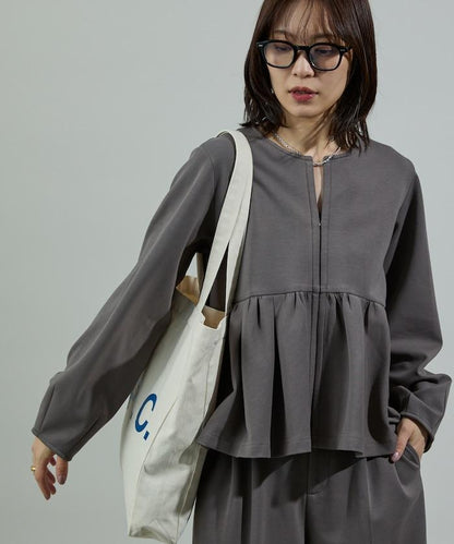 箱型荷葉邊開衫套裝