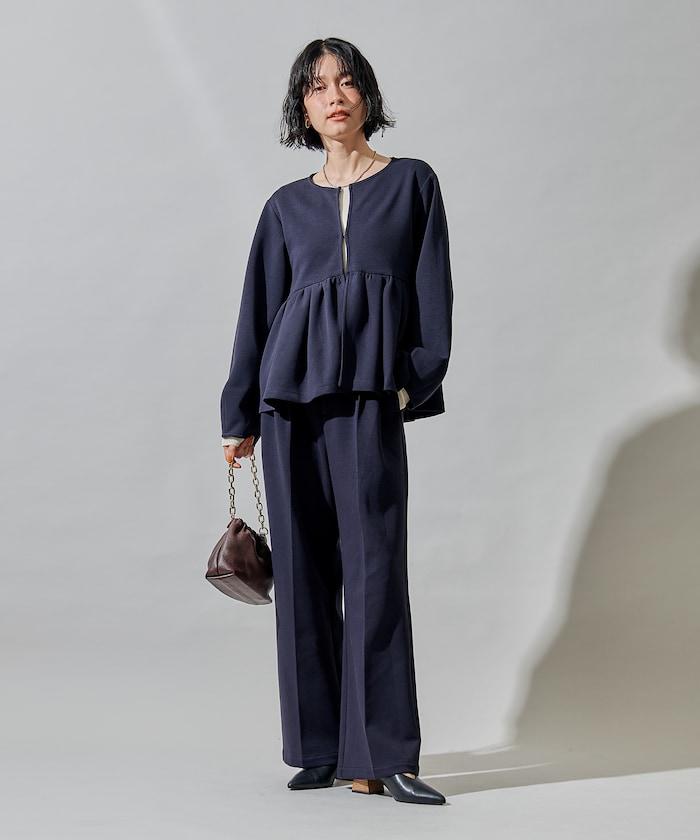 箱型荷葉邊開衫套裝