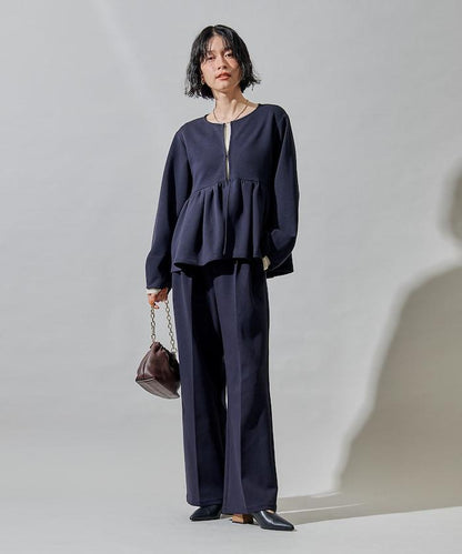 箱型荷葉邊開衫套裝