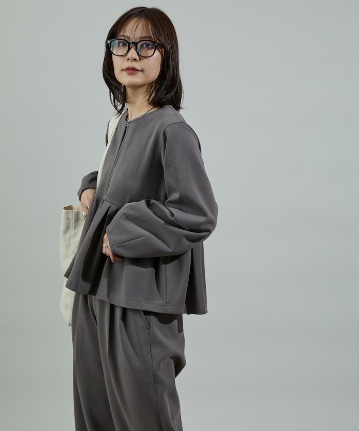 箱型荷葉邊開衫套裝