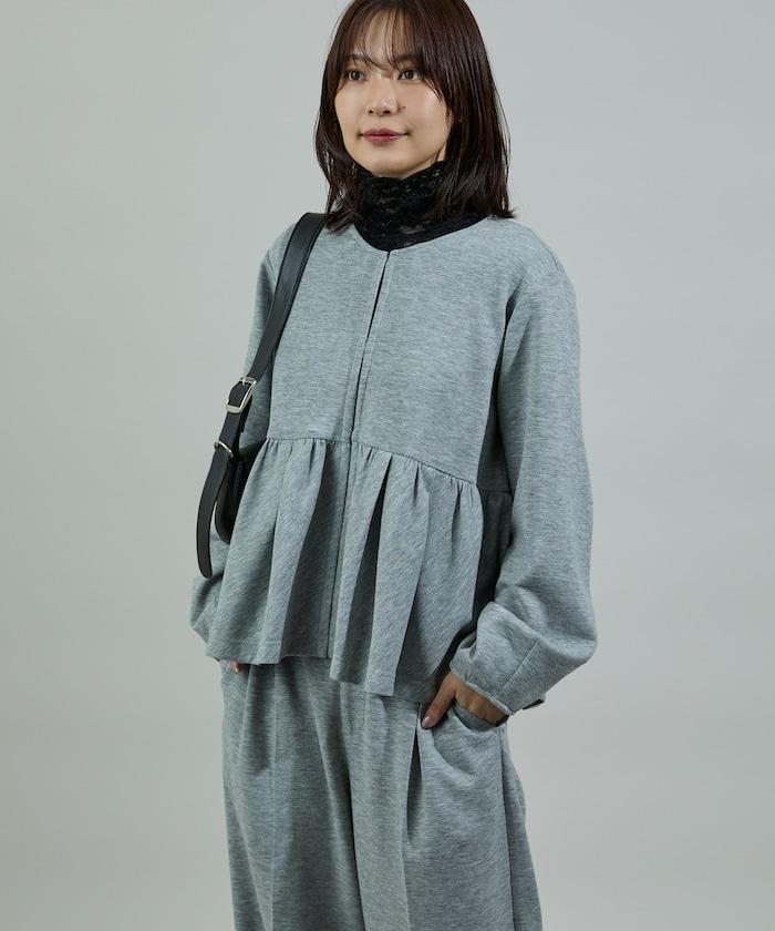 箱型荷葉邊開衫套裝