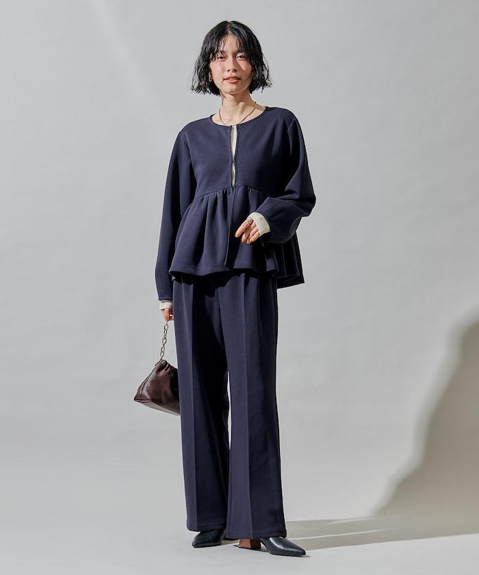 箱型荷葉邊開衫套裝