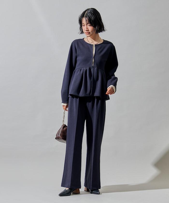 箱型荷葉邊開衫套裝