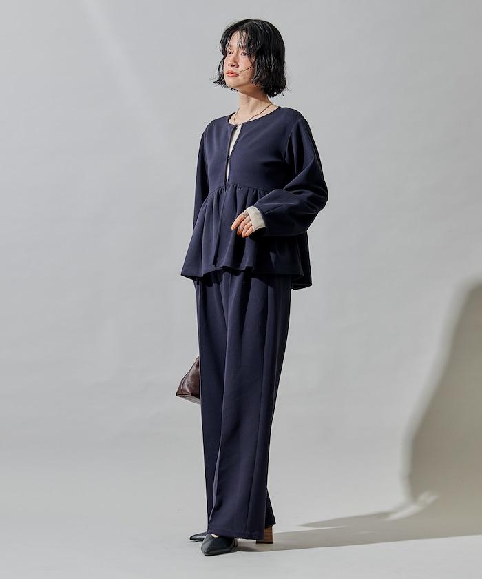 箱型荷葉邊開衫套裝