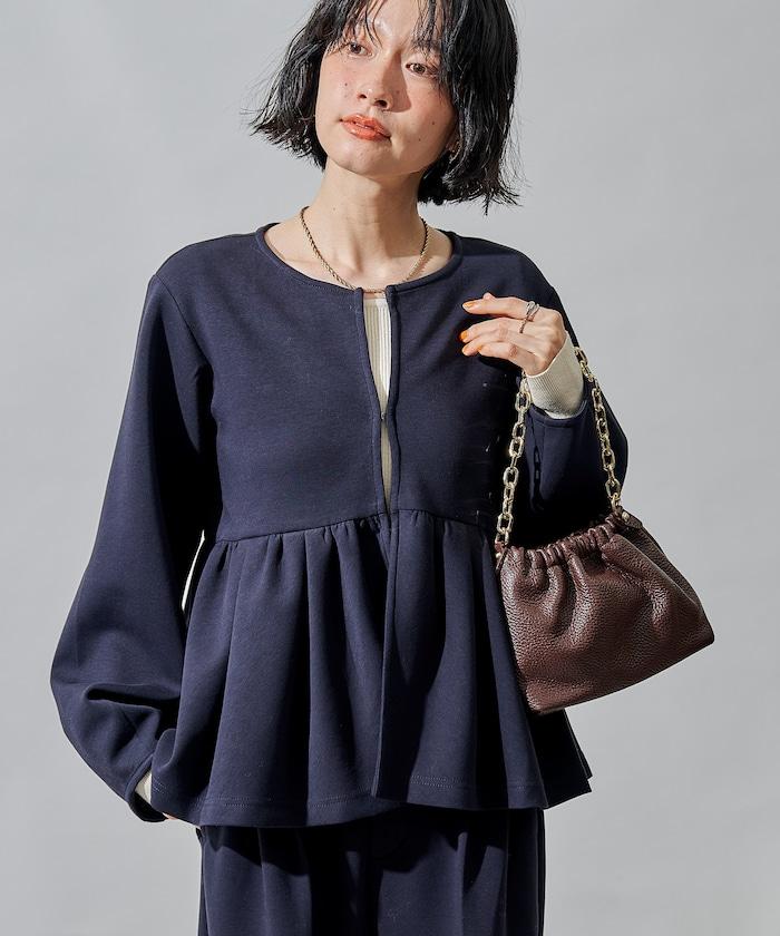 箱型荷葉邊開衫套裝