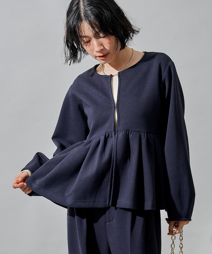 箱型荷葉邊開衫套裝