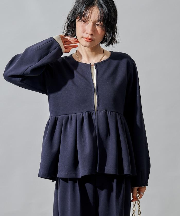 箱型荷葉邊開衫套裝