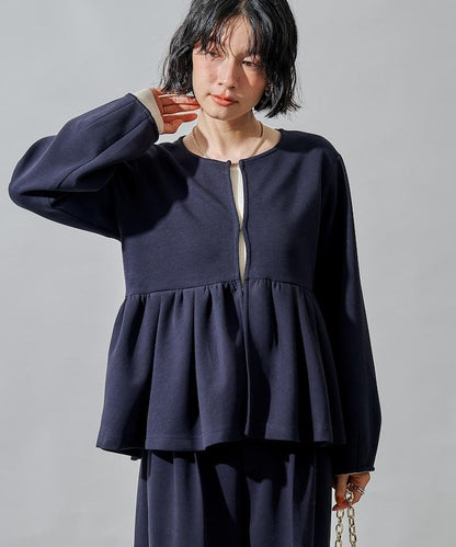 箱型荷葉邊開衫套裝