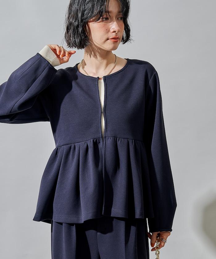 箱型荷葉邊開衫套裝