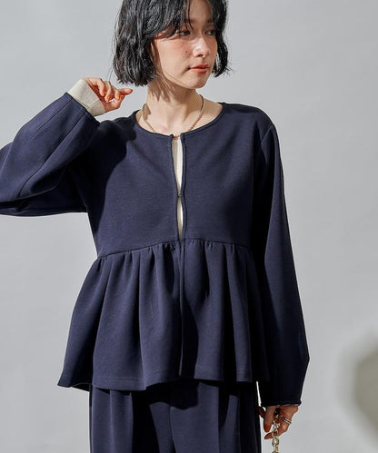 箱型荷葉邊開衫套裝