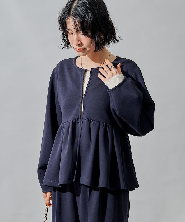 箱型荷葉邊開衫套裝