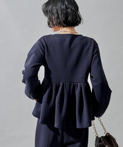 箱型荷葉邊開衫套裝