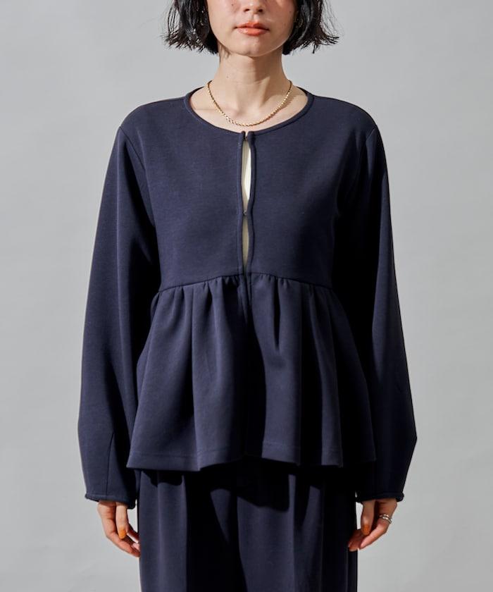 箱型荷葉邊開衫套裝