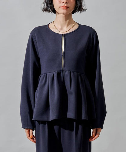 箱型荷葉邊開衫套裝