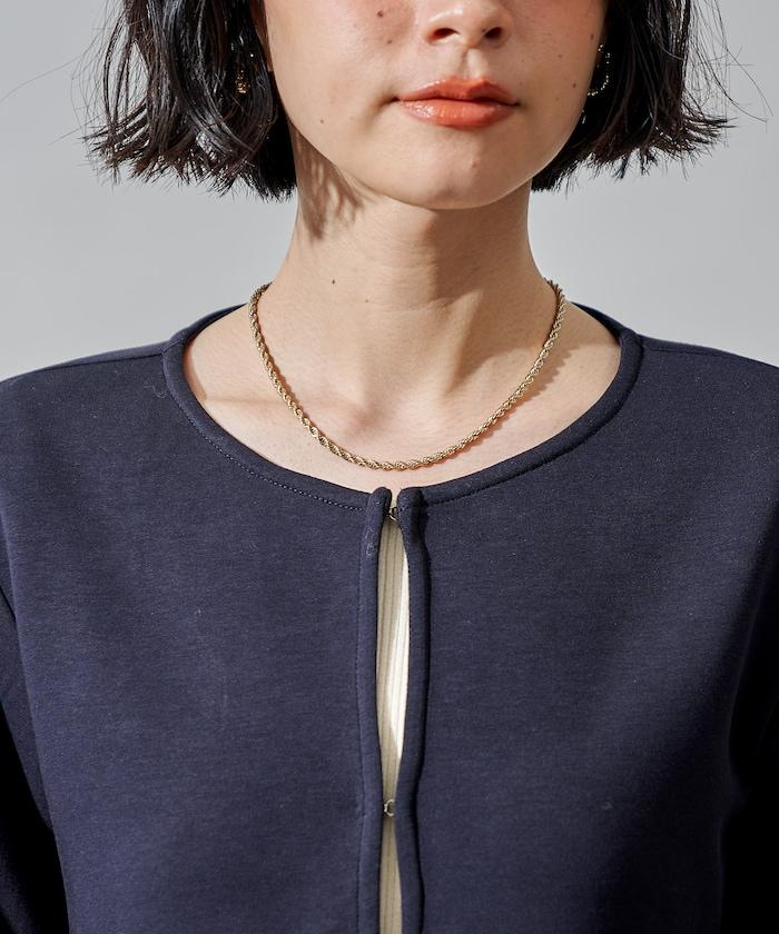 箱型荷葉邊開衫套裝