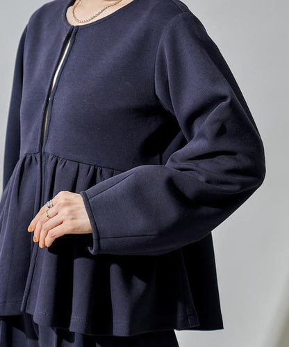 箱型荷葉邊開衫套裝