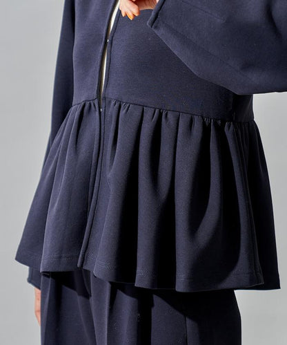 箱型荷葉邊開衫套裝