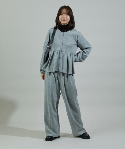 箱型荷葉邊開衫套裝