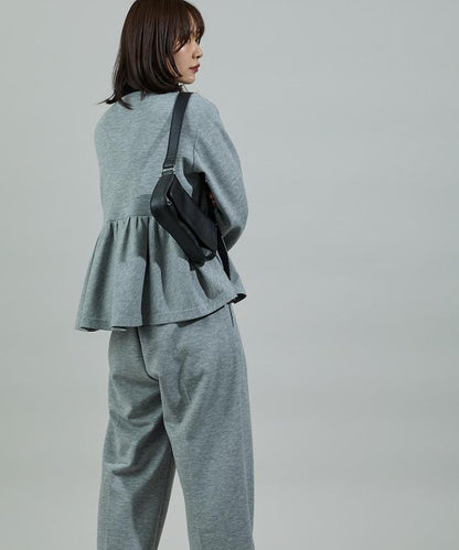 箱型荷葉邊開衫套裝