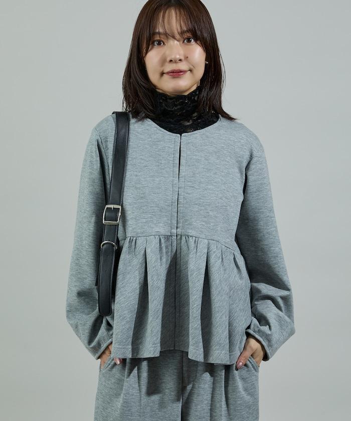 箱型荷葉邊開衫套裝