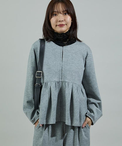 箱型荷葉邊開衫套裝